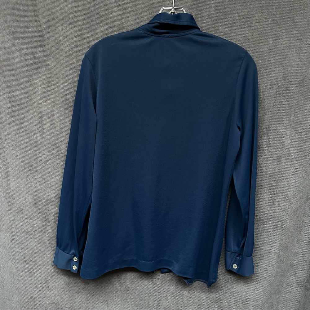 Vintage polyester disco shirt dark blue M/L - Picture 3 of 4